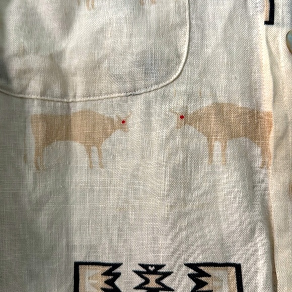 Chico’s Design 100% Linen Southwestern Shell Button Button Down Shirt Womens 0/S - Picture 6 of 9